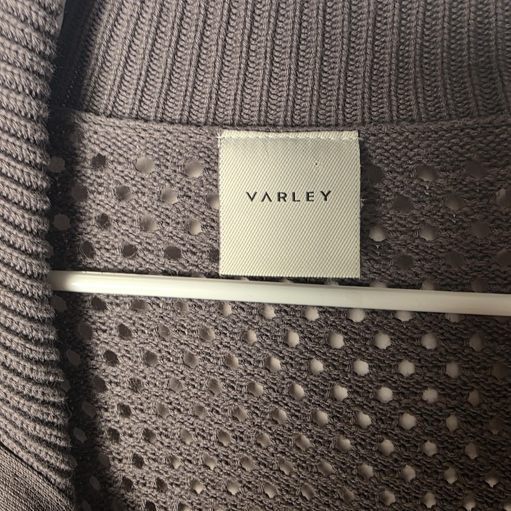 Varley Finn Longline Zip Cardigan Gray Open Knit Jacket Athleisure Layer Medium - Picture 5 of 8